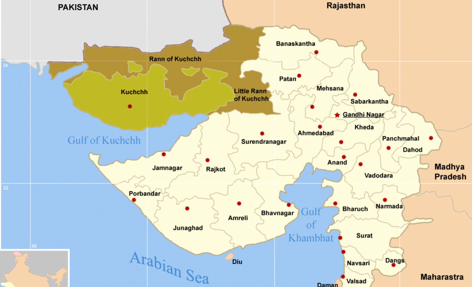 Map of Gujarat
